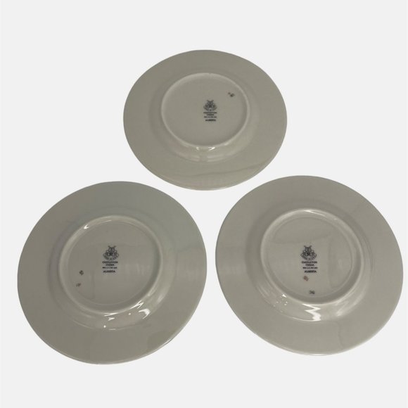 Castleton China Alberta 3 Bread Butter Plates USA Leaves Design Gold Trim 6.25" - Picture 2 of 5